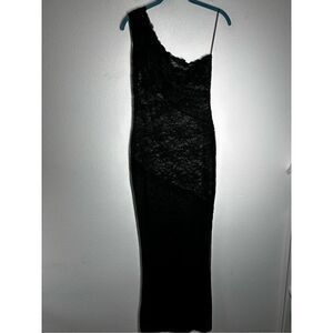 Dreamgirl Black Stretch Lace Asymmetrical One Shoulder Chemise Sz M See Notes